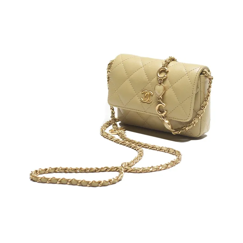 CHANEL 22K Autumn And Winter Lambskin One Shoulder Crossbody Clutch Women's Light Green-1