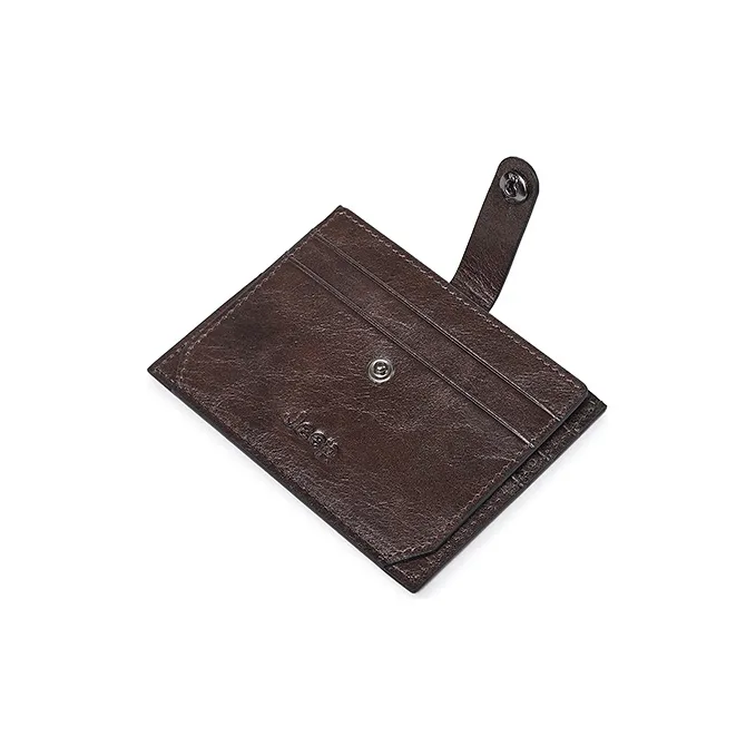 Jeep Cow Leather Card Holder Regular Men's Black-3