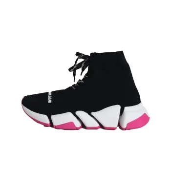 Balenciaga Speed 2.0 Slip-Resistant High-Top Sports Casual Shoes Women's White Black