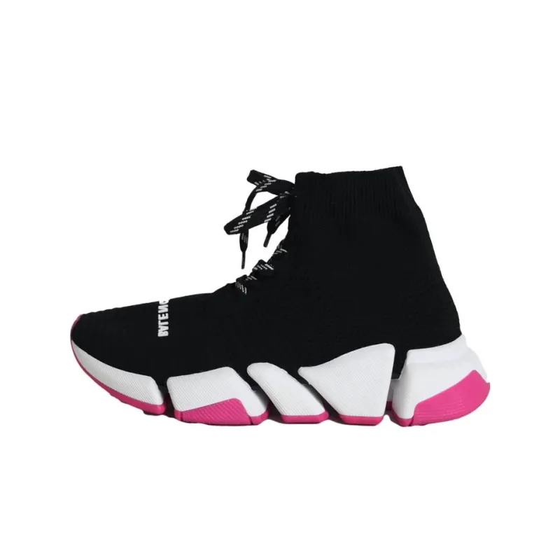 Balenciaga Speed 2.0 Slip-Resistant High-Top Sports Casual Shoes Women's White Black-0