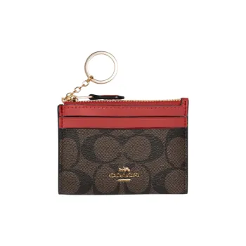COACH Skinny Id Case Leather Card Holder Card Holder Mini Women's Red/Brown