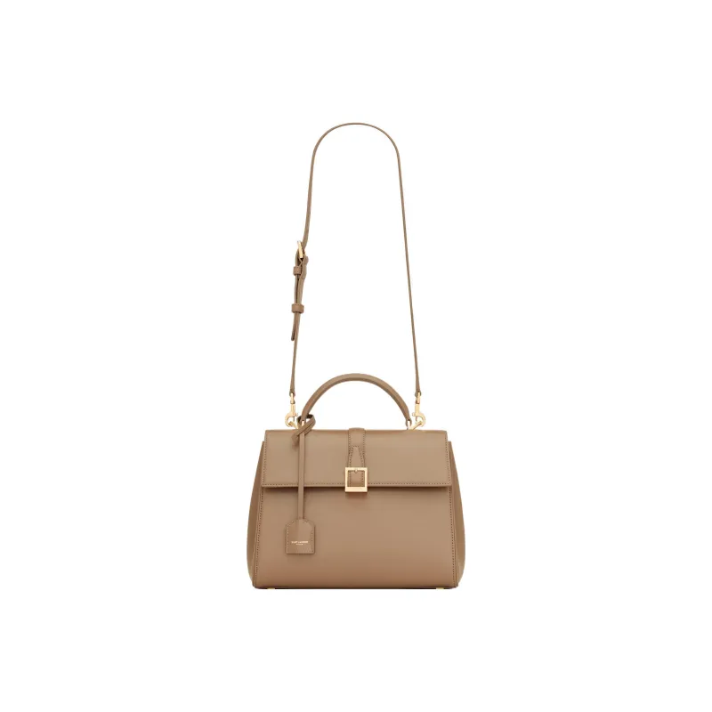 SAINT LAURENT Shiny Cow Leather Shoulder Bag Crossbody Bag Handbag Small Size Women's Taupe-1