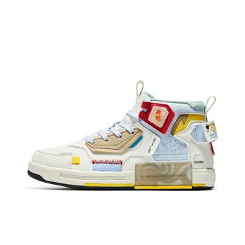 Erke Qidian-Gintama High-Top Skateboard Shoes Women's White Gray Blue
