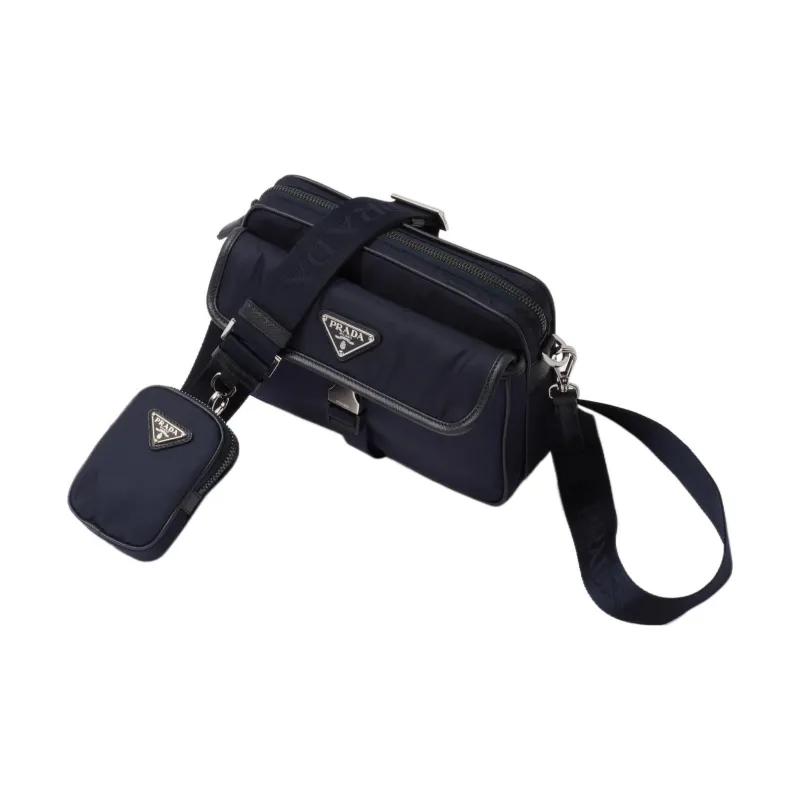 PRADA Recycled Nylon Saffiano Leather Crossbody Bag Shoulder Bag Regular Men's Blue-2