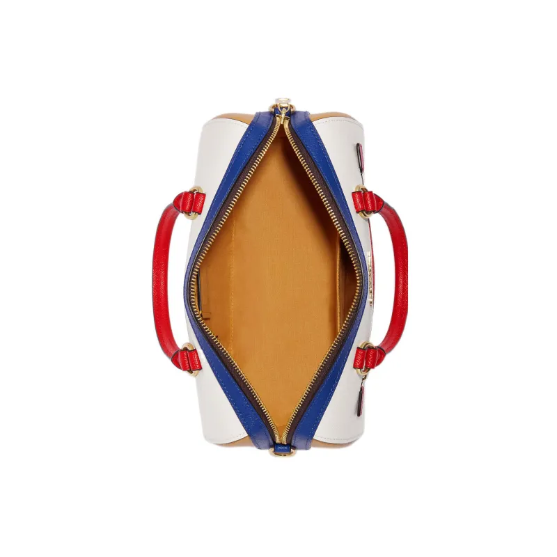 COACH Rowan Cross Grain Leather Handbag, Shoulder Bag, Crossbody Bag Tubas Women's Chalk White/Gold/Red/Blue-3