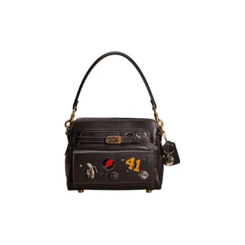 COACH Tate Glove Tanned Leather Shoulder Bag Crossbody Bag Handbag Medium Size Women's Black
