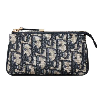 DIOR DiorTravel Twill Jacquard Key Pouch Women's Blue