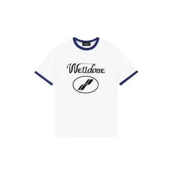 WE11DONE Cursive Logo Fitted Ringer T Shirt