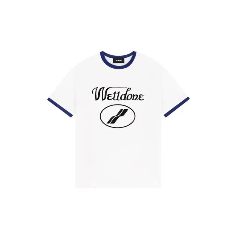 WE11DONE Cursive Logo Fitted Ringer T Shirt-0