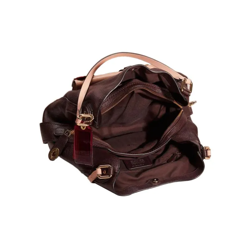 COACH Edie Multicolor Pebbled Leather Handbag Shoulder Bag Women's Ox Blood Red With Pink-2