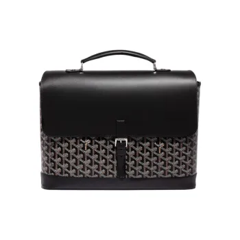 GOYARD Citadin Canvas With Leather Messenger Bag Handbag Briefcase Small Size Unisex Black