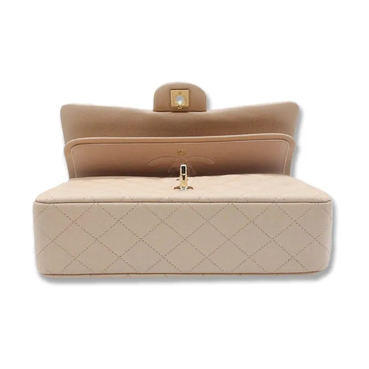 CHANEL Classic Flap CF Grain Calfskin Flap Bag, Shoulder Bag, Crossbody Bag Medium Size Women's Beige-8