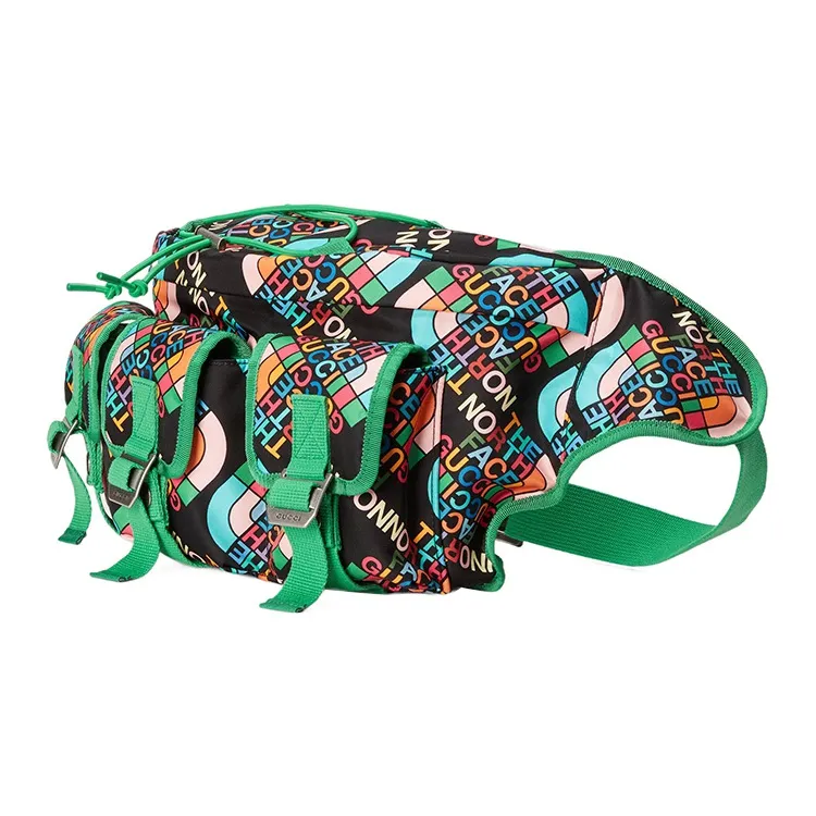 GUCCI The North Face Collaboration Nylon Sling Bag Fanny Pack Large Size Men's Green/Black-1