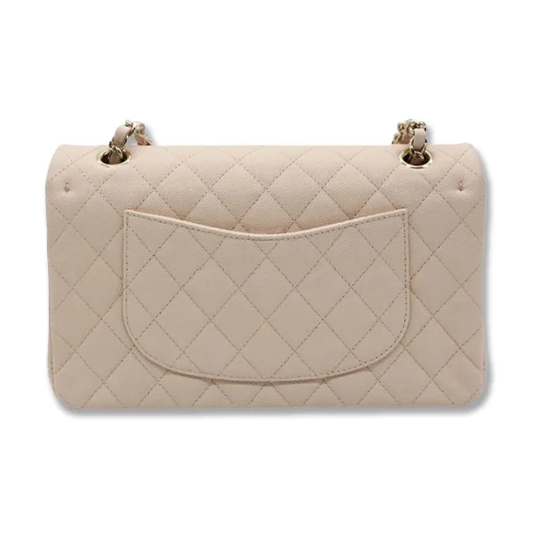CHANEL Classic Flap CF Grain Calfskin Flap Bag, Shoulder Bag, Crossbody Bag Medium Size Women's Beige-4