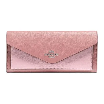 COACH Soft Wallet Cross-Stitch Leather Card Holder Wallet Women's Pink