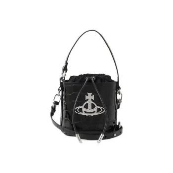 Vivienne Westwood DAISY Cow Leather Shoulder Bag, Crossbody Bag, Handbag Women's Black
