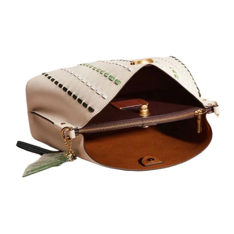 COACH Willow Pebbled Leather Portable Crossbody Bag Shoulder Bag Women's Chalk White/Green-2