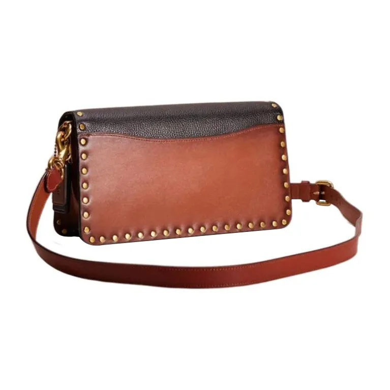 COACH Tabby Grained Leather Patchwork Suede Patchwork Calfskin Handbag Shoulder Bag Women's Black & Brown-1