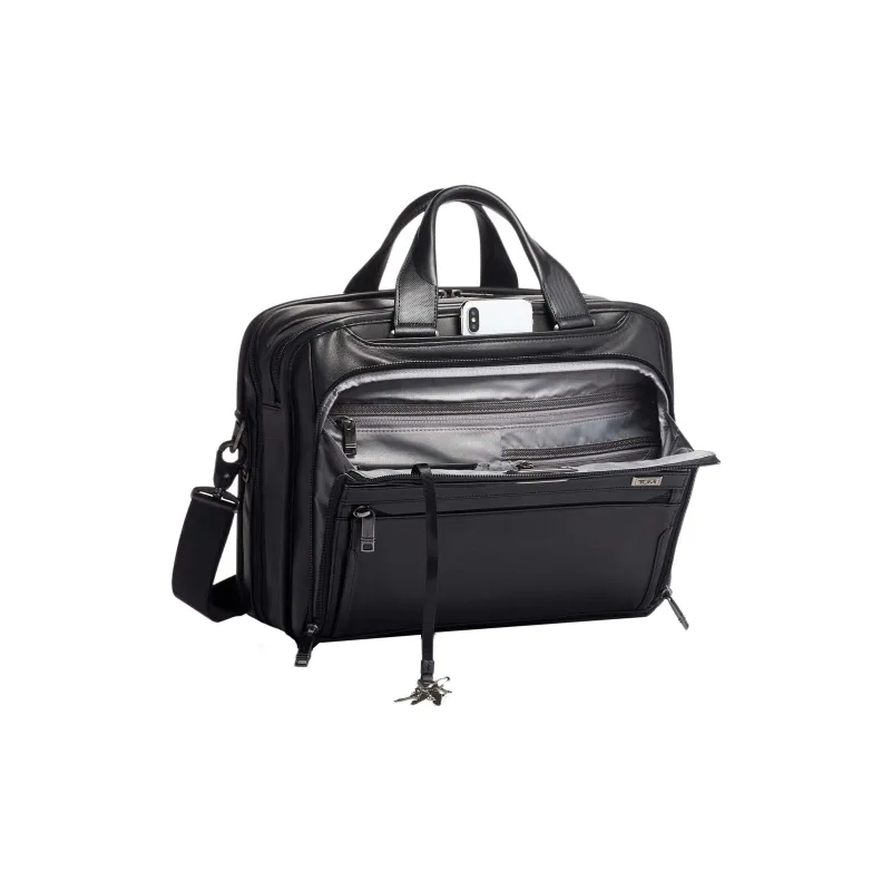 TUMI Alpha 3 Leather Laptop Bags Briefcases Men's Black-3