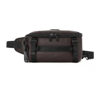 TUMI Alpha Bravo Cow Leather One Shoulder Crossbody Bag, Sling Bag Men's Brown