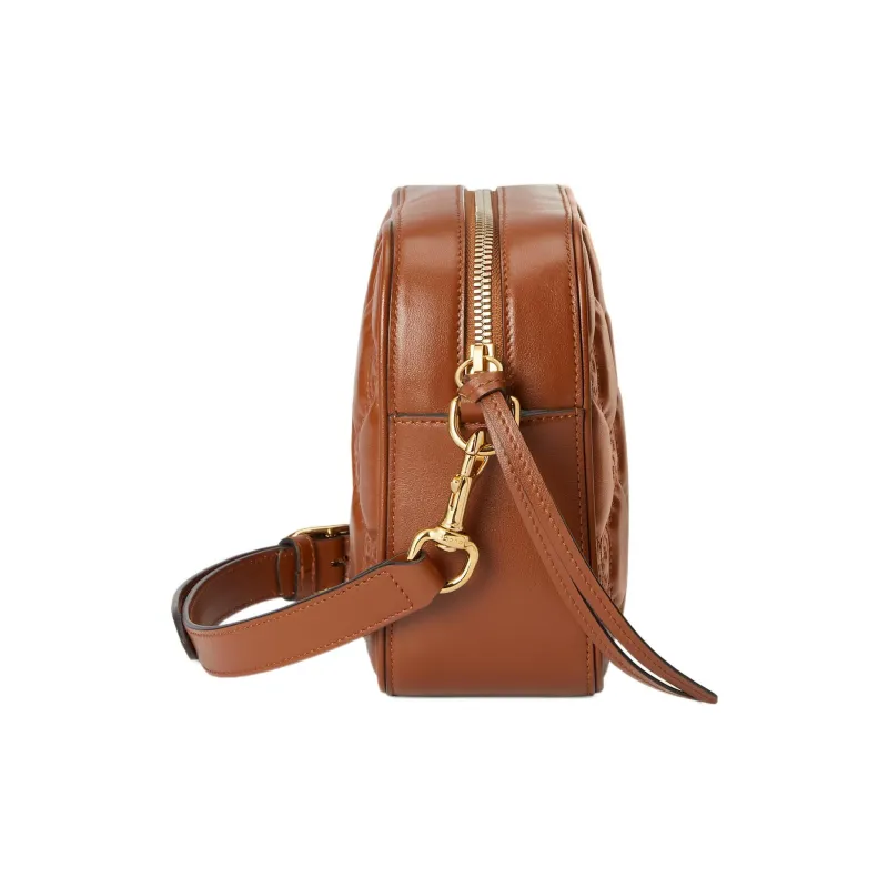 GUCCI GG Matelassé Leather Small Square Camera Bag Shoulder Bags Handbags Small Size Women's Light Brown-4