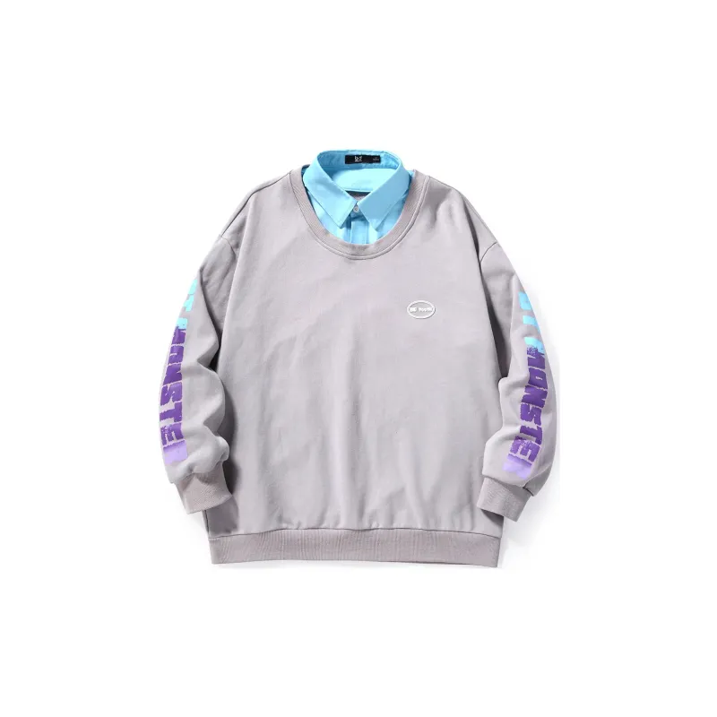 Bt Lapel Loose Fit Mock Two Piece Sweatshirt Unisex-6