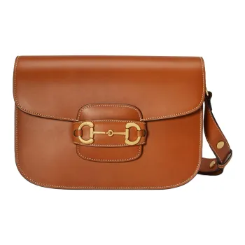 GUCCI Horsebit 1955 Leather Shoulder Bag Handbag Shoulder Bag Women's Brown