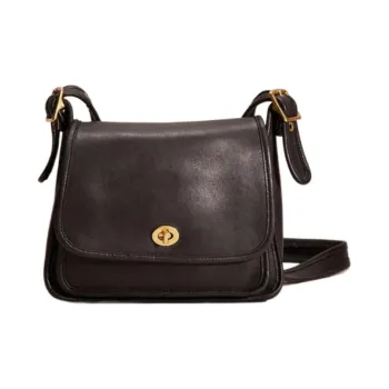 COACH Legacy Solid Color Glove Tanned Leather Shoulder Bag Crossbody Bag Handbag Medium Size Women's Black