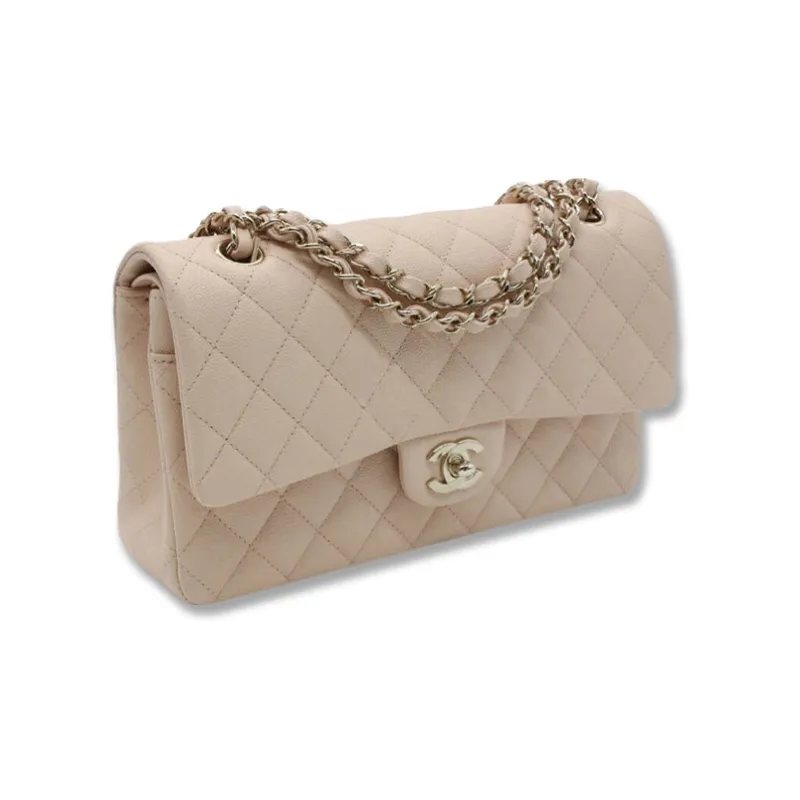 CHANEL Classic Flap CF Grain Calfskin Flap Bag, Shoulder Bag, Crossbody Bag Medium Size Women's Beige-1