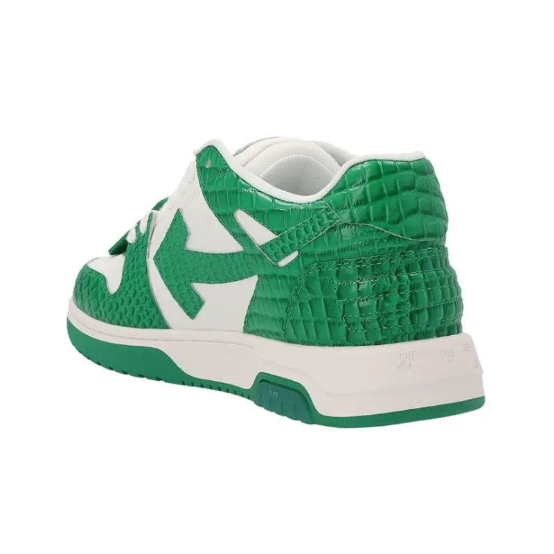 OFF WHITE Out Of Office Crocodile Print Low Top Sneakers 'Green White'-3