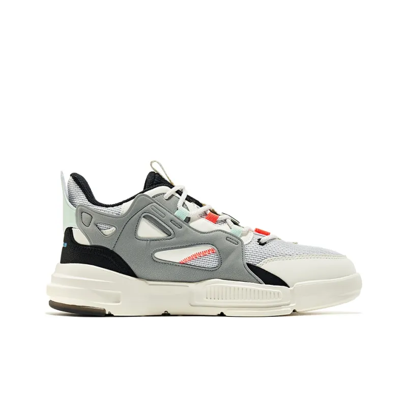 Erke Low-Top Skateboard Shoes Men's White Dew Gray Light Cool Green-1