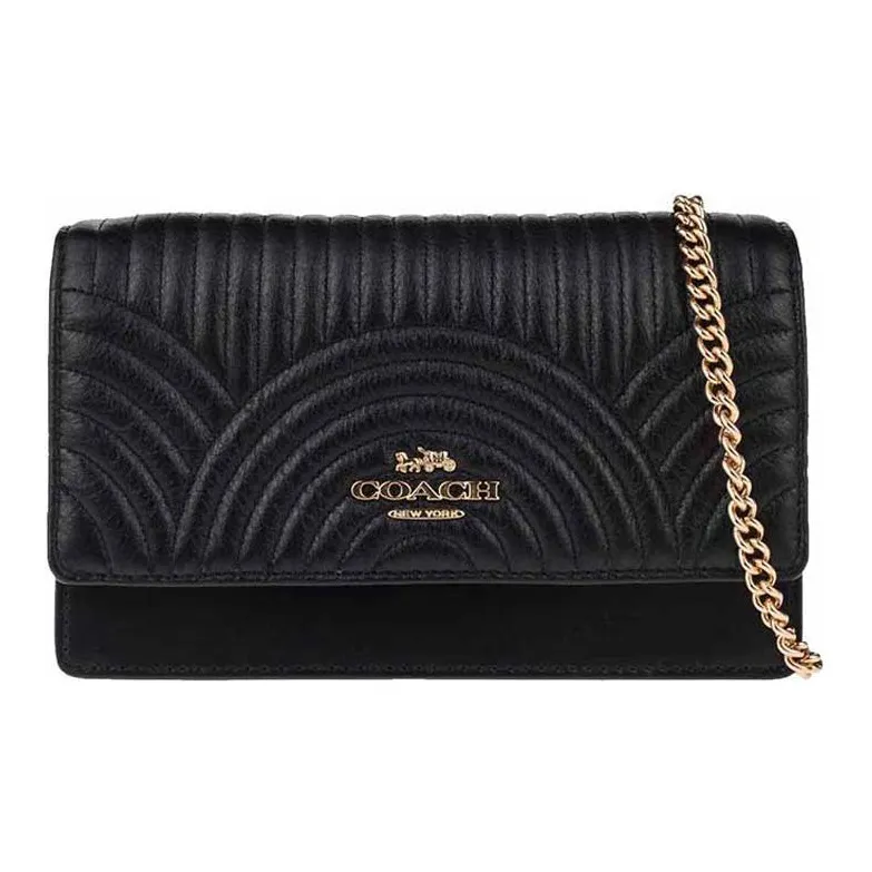 COACH KlareFlap Quilted Leather Shoulder Bag, Crossbody Bag, Fanny Pack Trumpets Women's Black-1