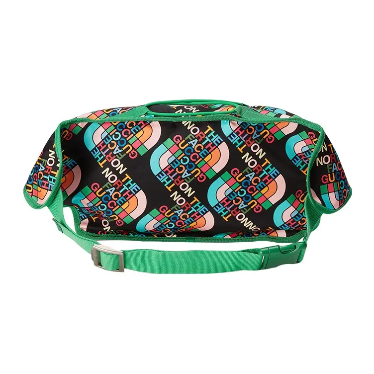 GUCCI The North Face Collaboration Nylon Sling Bag Fanny Pack Large Size Men's Green/Black-3