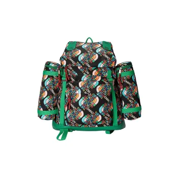 GUCCI The North Face Collaboration Leather Detail Backpack Men's Green & Black