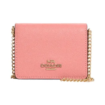 COACH Cross Grain Leather Wallet, Shoulder Bag, Crossbody Bag Mini Women's Cherry Blossom Pink
