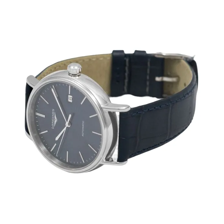 LONGINES Automatic Mechanical Movement Men's Watch 40mm Blue Dial Stainless Steel Watch Case Leather Watch Bands-1