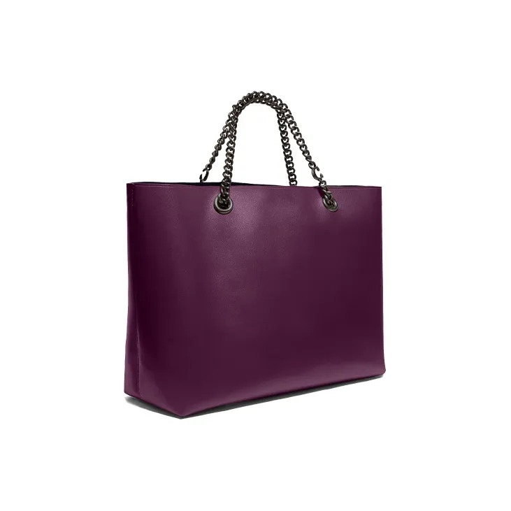 COACH Central Premium Calfskin Tote Bag Shopping Bag Shoulder Bag Handbag Large Size Women's Purple-1
