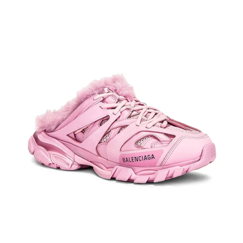 Balenciaga Track Mule Pink Faux Fur Women's-2