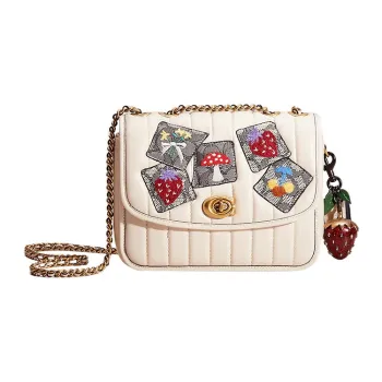 COACH Madison Nappa Leather With Smooth Leather Shoulder Bag, Crossbody Bag Women's Chalk White