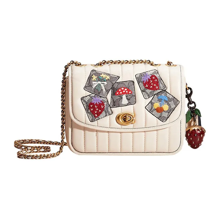 COACH Madison Nappa Leather With Smooth Leather Shoulder Bag, Crossbody Bag Women's Chalk White-0