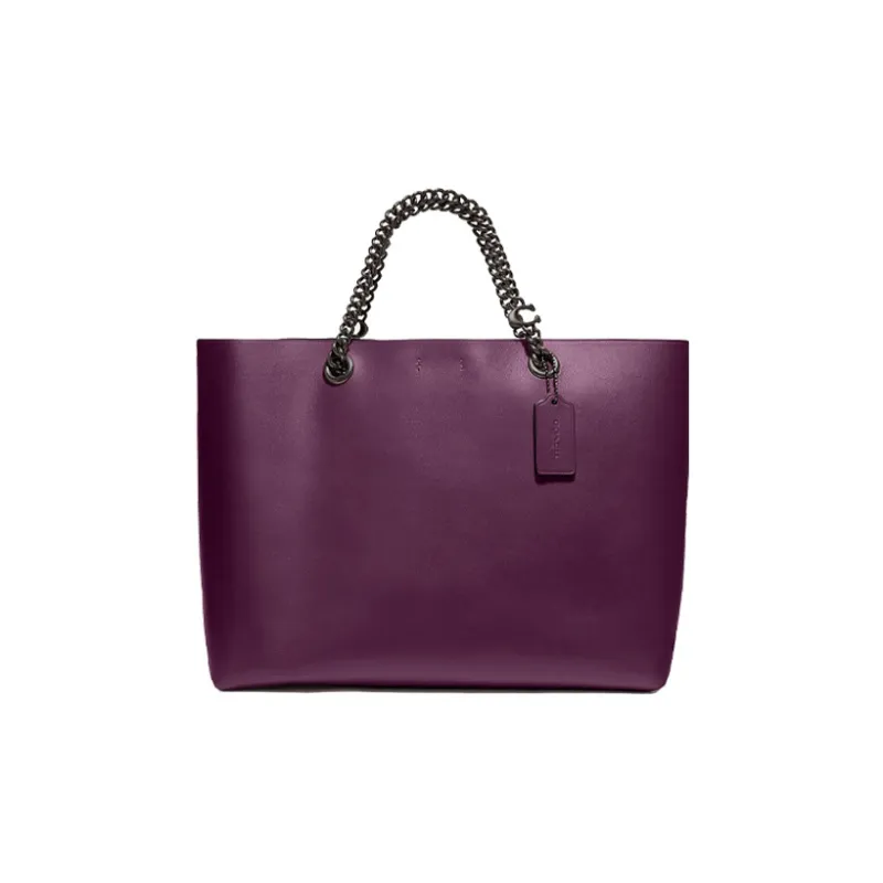 COACH Central Premium Calfskin Tote Bag Shopping Bag Shoulder Bag Handbag Large Size Women's Purple-0