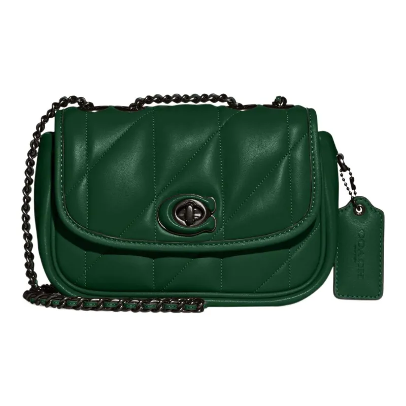 COACH Pillow Sheepskin Crossbody Bag, Shoulder Bag Women's Dark Green-0