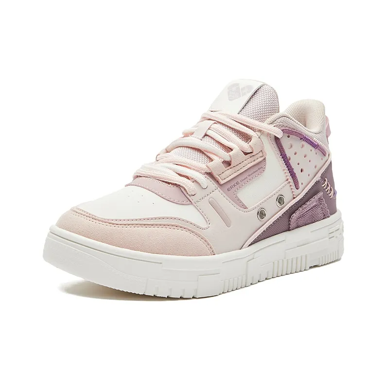 Erke Rising Anti-Slip Wear-Resistant Low-Top Skateboard Shoes Women's Daylily Grey Dusty Purple-2