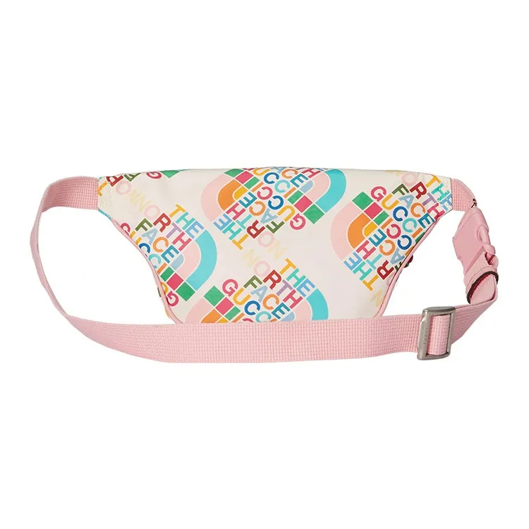 GUCCI The North Face Collaboration Leather Fanny Pack Sling Bags Men's Pink/White-3