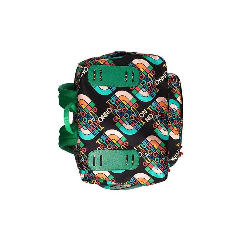 GUCCI The North Face Collaboration Leather Detail Backpack Men's Green & Black-5