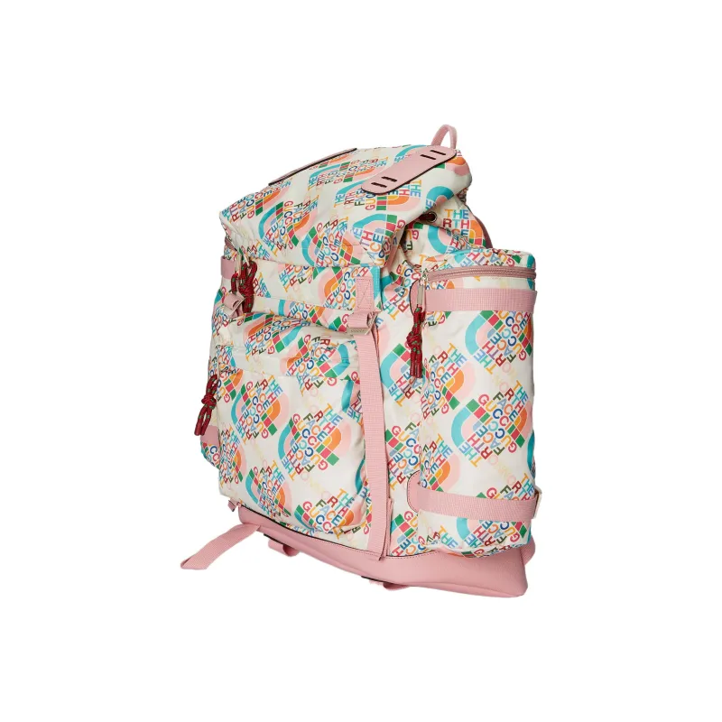 GUCCI The North Face Collaboration Leather Backpack Men's White/Pink-2