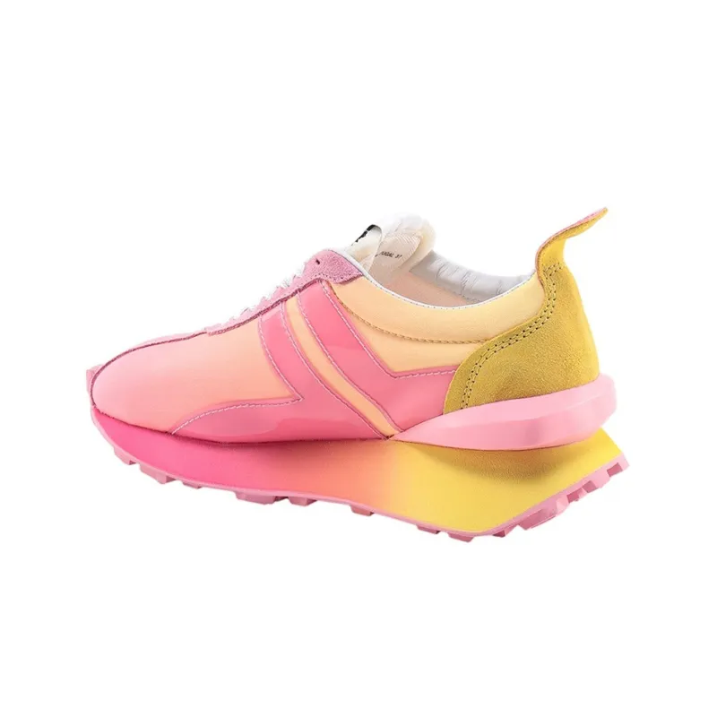 Lanvin Bumpr Slip Resistant Low Top Sports Lifestyle Casual Shoes Women's Pink Yellow-3