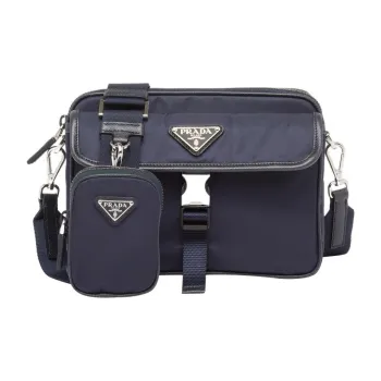 PRADA Recycled Nylon Saffiano Leather Crossbody Bag Shoulder Bag Regular Men's Blue