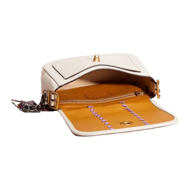 COACH Rambler Glove Tanned Leather Shoulder Bag Crossbody Bag Small Size Women's White/Orange/Purple-2