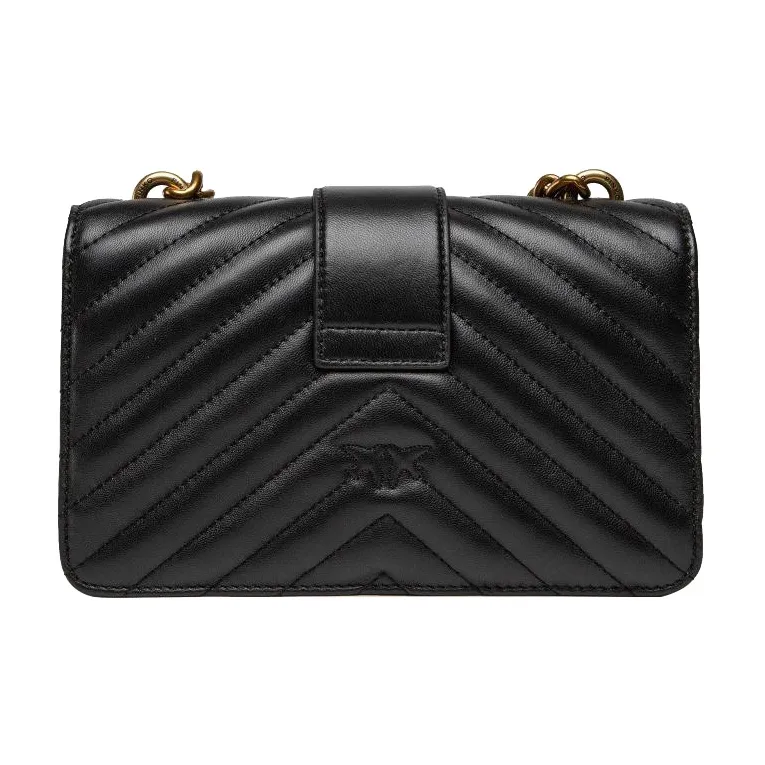 PINKO Puff Sheepskin With Cow Leather Crossbody Bag Trumpets Women's Black-2